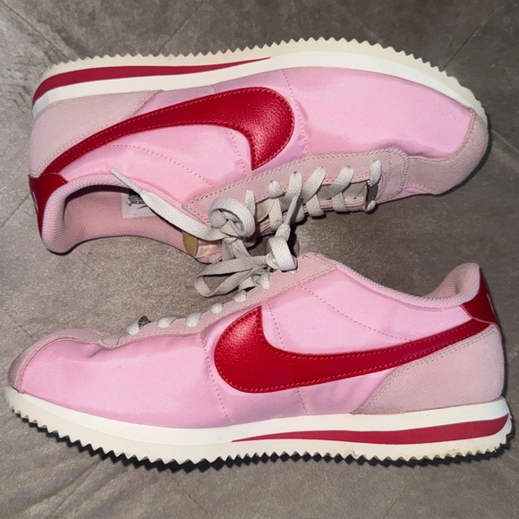 Nike Cortez Textile "Med Soft Pink/Fire Red/Sail/Team Orange" Women's Size 10 - Picture 9 of 17
